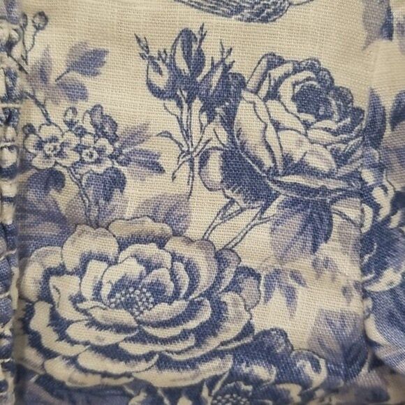 💕REFORMATION💕 Stilton Linen Top  Pompadour Blue White Floral Bird Print 2 NWT - Picture 10 of 13